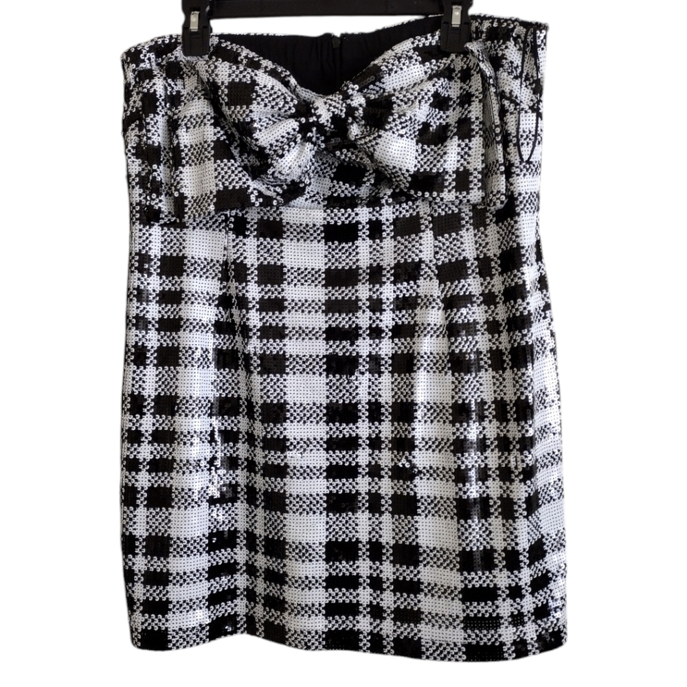 Anthropologie Black and White Plaid Mini Dress